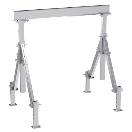 Vestil Aluminum Adjustable Height Gantry Crane w/Adjustable Leveling Option 8 ft. x 8 ft. 4K Silver AHA-4-8-8-ALO